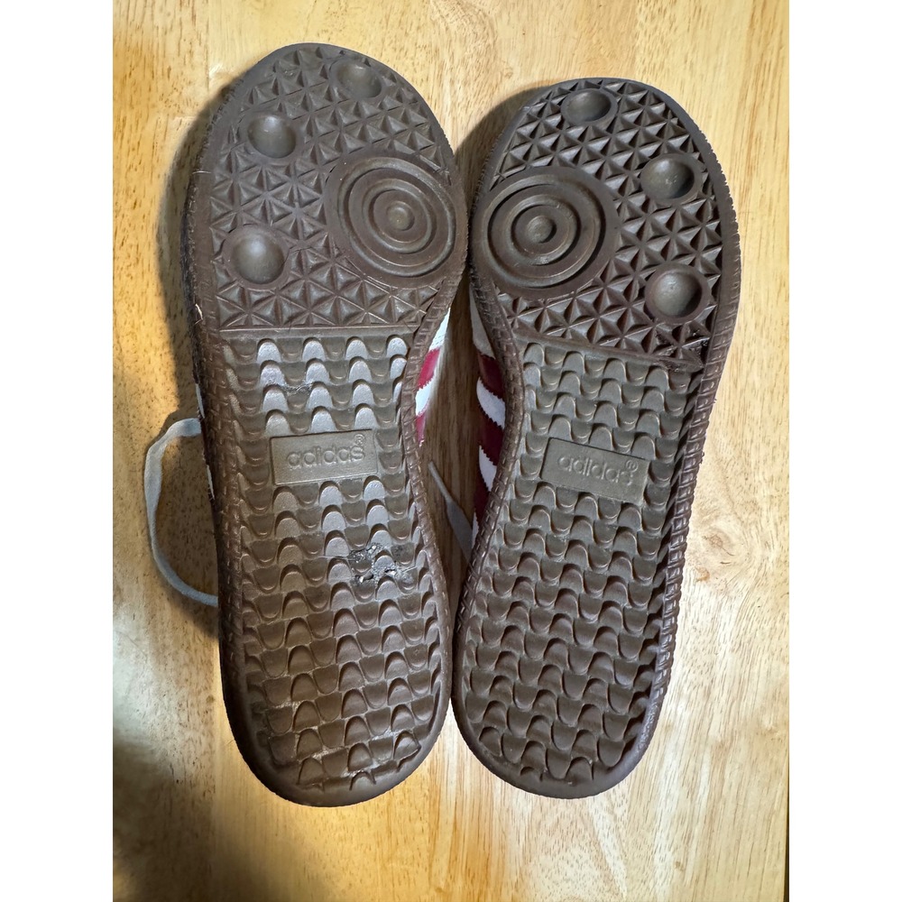Adidas Samba Vintage Sneakers White Burgundy Red Gum Sole Leather Shoes - Picture 2 of 7